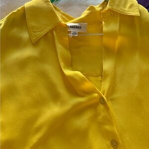 L'AGENCE Bright Yellow Silk Button-Down Blouse